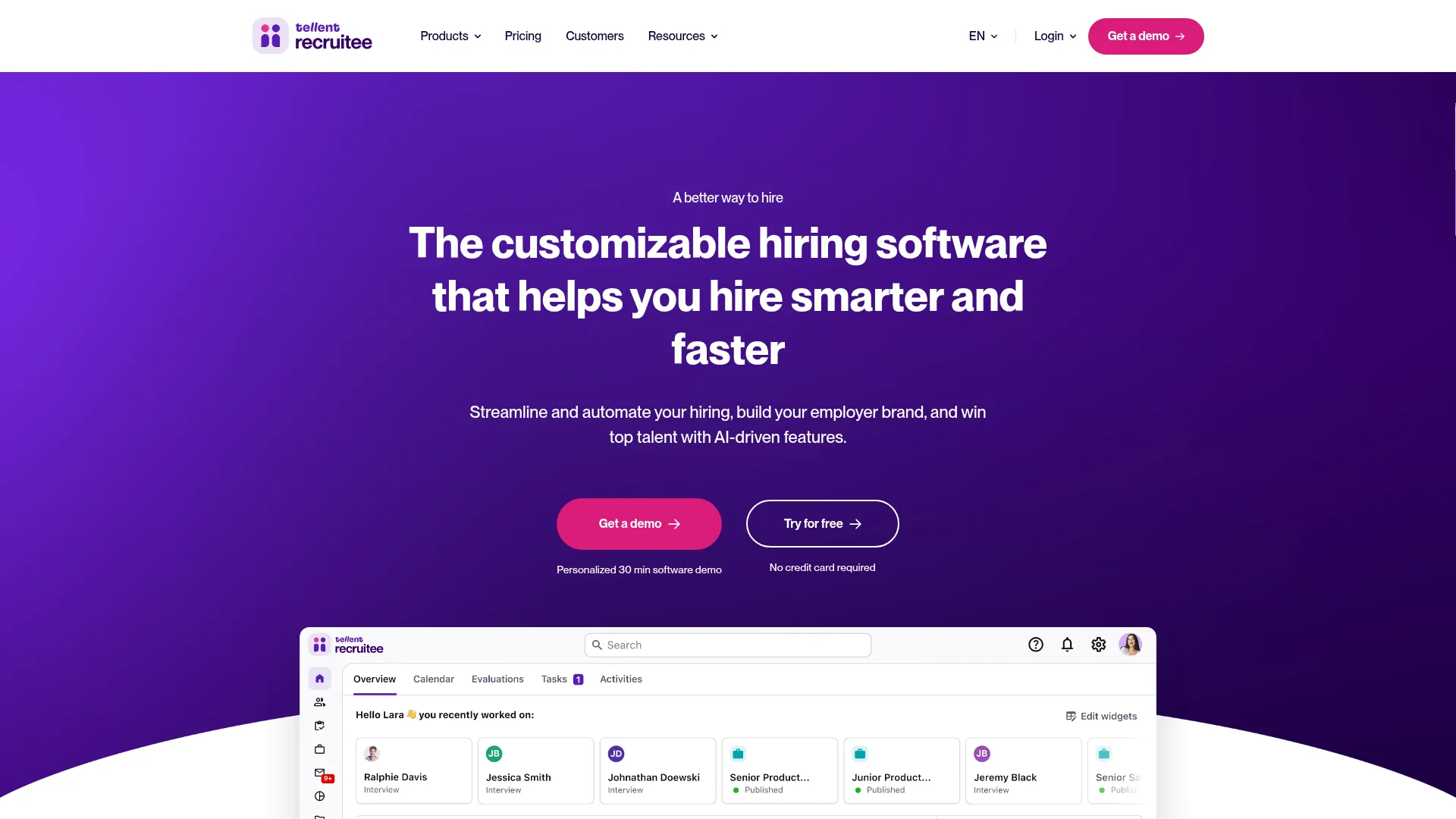 Interface Recruitee (Tellent)